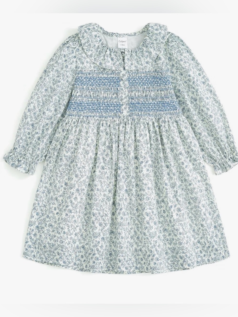 Curipeer Baby Girls Long Sleeve Floral Smocked Cotton Dress